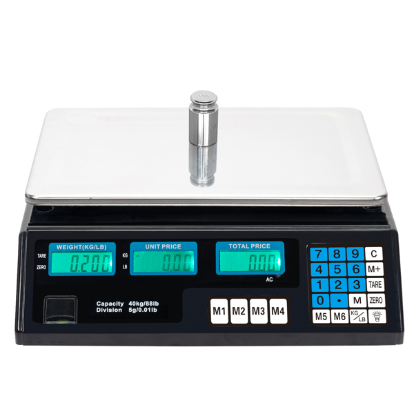  【Old Code：93678793】ACS-30 40kg/5g Digital Price Computing Scale for Vegetable US Plug Silver & Black