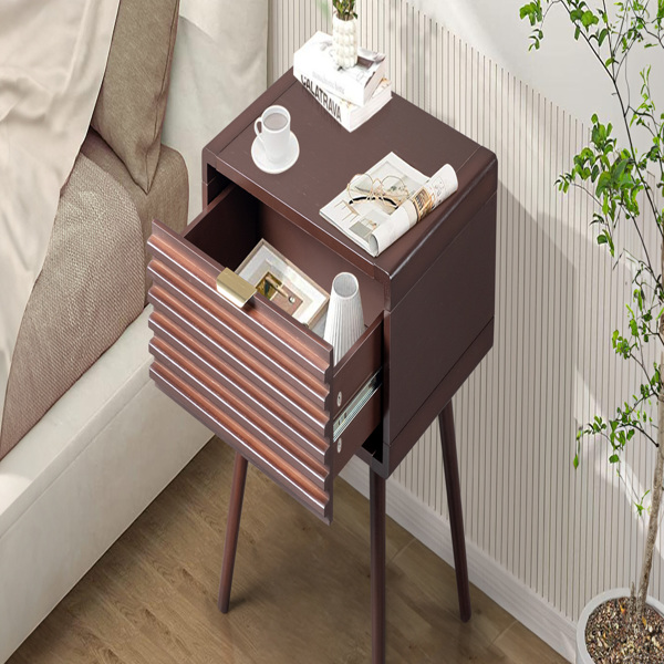 Wood Nightstand End Side Table with 1 Drawer for Living Room, Bedroom