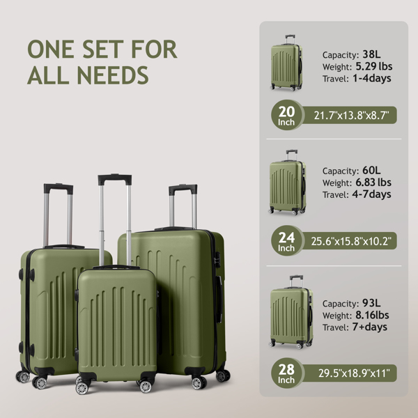 FCH Curved Vertical Stripe 3-in-1 Trolley Case - Gray-green