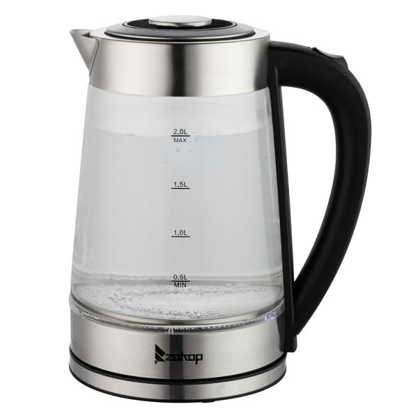  【Old Code：42128382】ZOKOP HD-250 220V 2000W 2L Blue Glass Electric Kettle