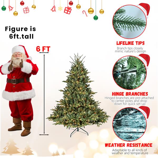 8FT Christmas Tree Simulate Nature Advanced Materials Premium Hinged Spruce Artificial Douglas Firs Tree, Christmas Holiday Party Atmosphere Decoration New Year Celebration PE + PVC Xmas Tree