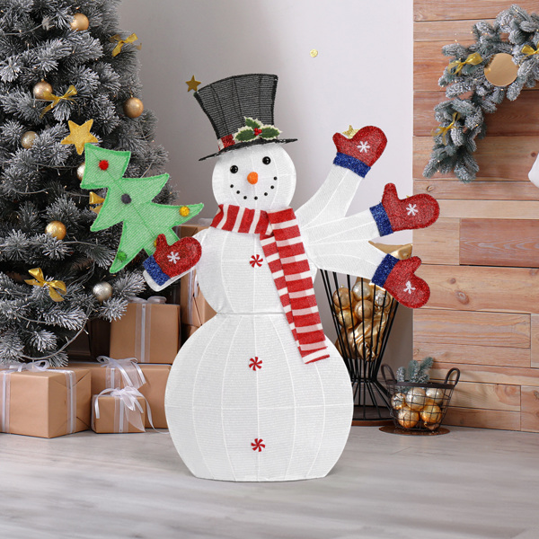 Lighted Snowman Christmas Yard Decorations, Pre-lit 2D Snowman Waving Hands with 170 LED Warm White Lights and Stakes for Xmas Outdoor Holiday Indoor Decor Lighted Holiday Displays