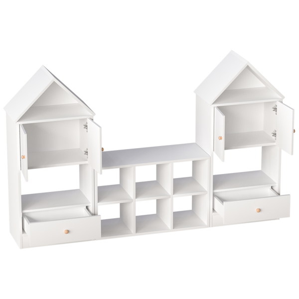 Versatile Children's Bookshelf with House-Shaped Design, Multi-Functional Storage for Books and Toys, Adjustable Placement, Durable Kids Organizer for Playroom or Bedroom Easy Assembly & Safe for Kid.