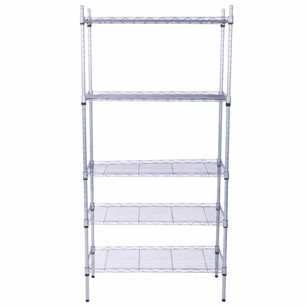 XM-304B Rectangle Carbon Steel Metal Assembly 5-Shelf Storage Rack Silver Gray