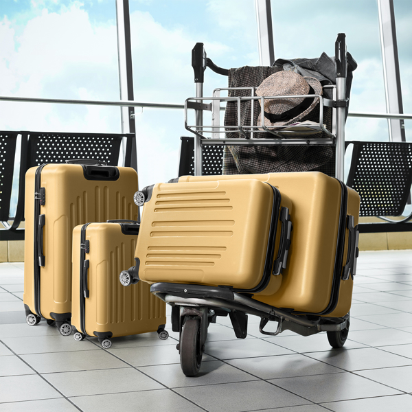 FCH Curved Vertical Stripe 4-in-1 Trolley Case - Mustard Yellow