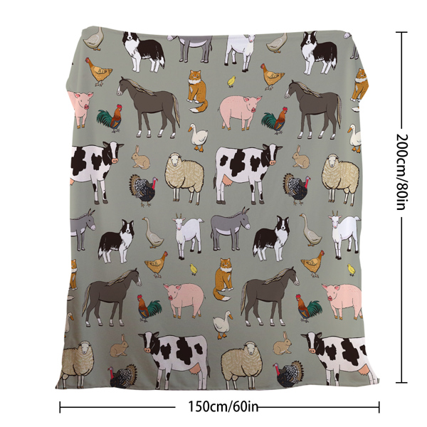 Various Animals Blanket Soft Pig Horse Durable Comfortable Blanket Women Adult Birthday Gift Home Decoration Sofa Couch Office Bed Camping Travel, 75*100cm