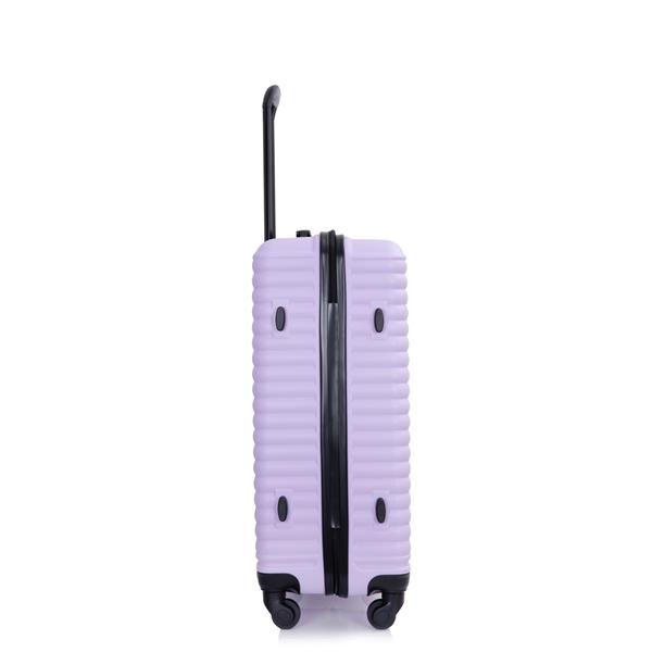 3 Piece Luggage Sets ABS Lightweight Suitcase with Two Hooks, Spinner Wheels, TSA Lock, (20/24/28) Lavender Purple