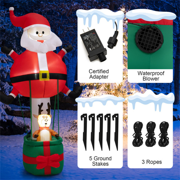 8 Feet Christmas Decorations,Inflatable Santa Claus and Reindeer 