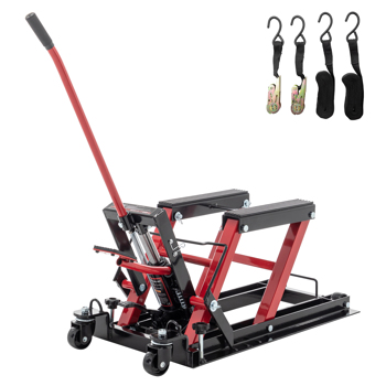 Hydraulic Motorcycle Lift Jack, 1500 LBS Capacity Foot-Operated Motorcycle Lift Table, ATV Scissor Lift Jack with 4.5\\" - 15\\" Lifting Range, Portable Motorcycle Lift Table with 4 Wheels.