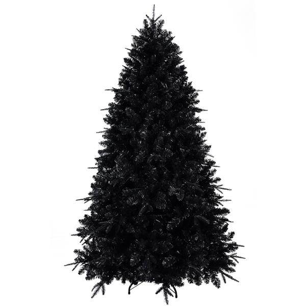 9ft Pre-Lit Black Christmas Tree, Full Halloween Xmas Artificial Tree 3176 Branch Tips, 750 Lights, Metal Hinges, Foldable Base, Holiday Decoration - Black