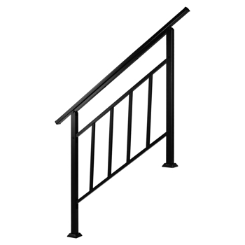 Artisasset Matte Black Outdoor 3 Level Iron Handrail