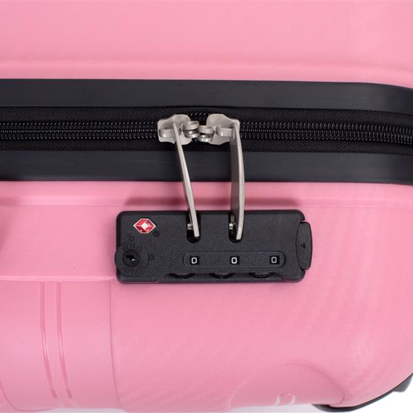 Hardshell Suitcase Spinner Wheels PP Luggage Sets Lightweight Durable Suitcase with TSA Lock,3-Piece Set (20/24/28) ,Pink