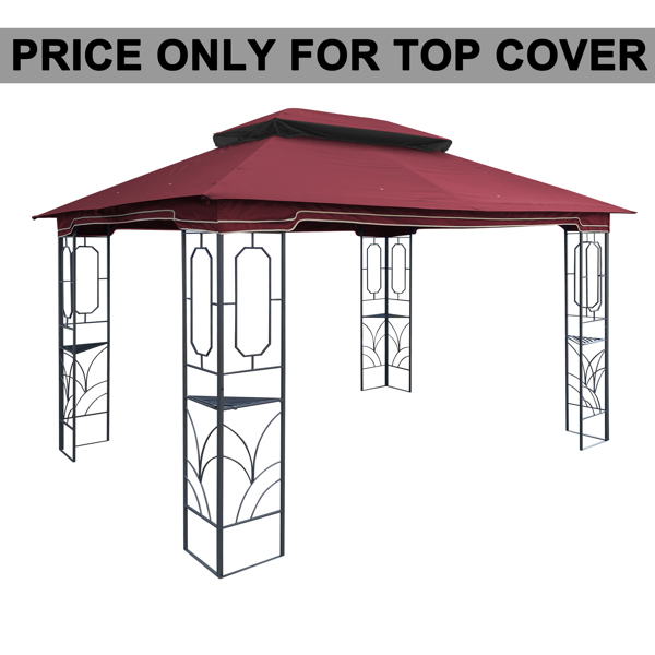 13x10 Ft Patio Double Roof Gazebo Replacement Canopy Top Fabric,Red [Sale to Temu is Banned.Weekend can not be shipped, order with caution]