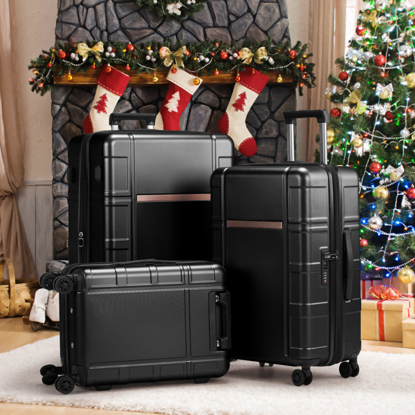 Luggage Expandable Suitcase PC+ABS 3 Piece Set with TSA Lock Spinner