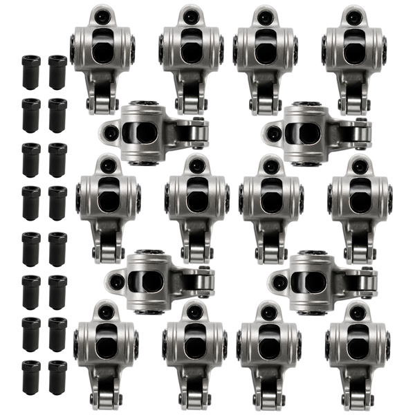 Stainless Steel Full Roller Rocker Arms Kit for Chevrolet SBC 350 1.6 Ratio 7/16''+Nuts Self-Aligning