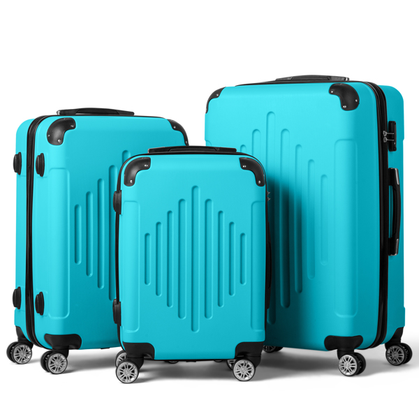 FCH 3-in-1 trolley case with 2 corners and diamond stripes - Sea Salt Blue