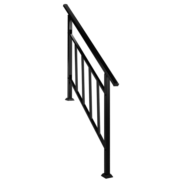 Artisasset Matte Black Outdoor 3 Level Iron Handrail