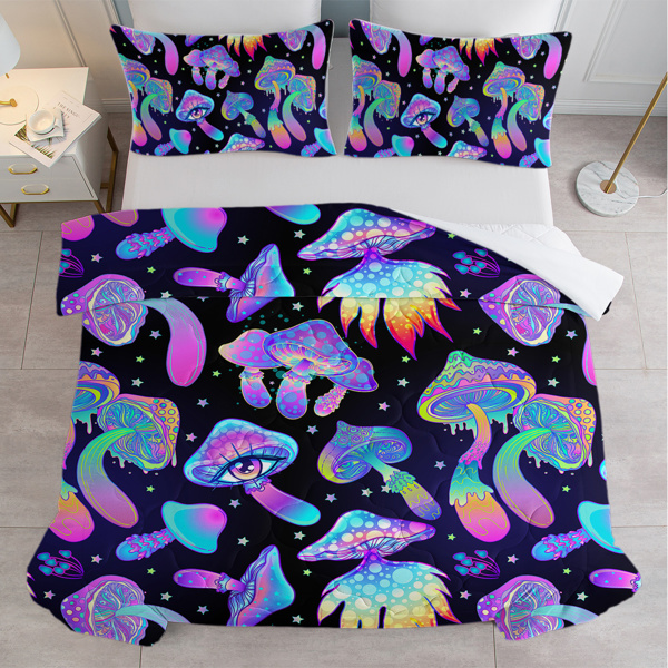 Fantasy Mushroom Duvet Cover Set Bedding Set Predatory Dinosaur Ultra Soft Comforter Cover Set Decorative 3 Piece Duvet Cover With 2 Pillow Shams Full Size