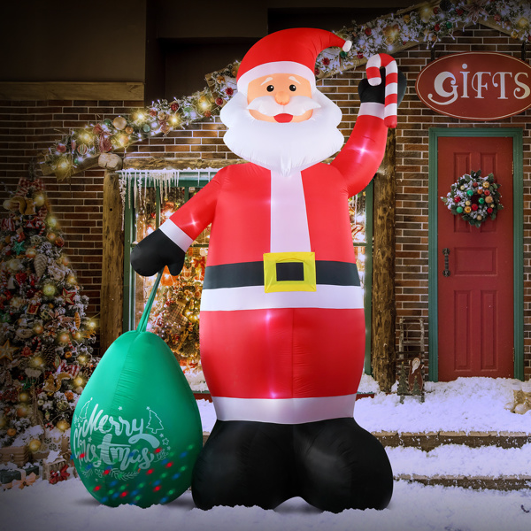 14 FT Lighted Christmas Inflatable Decoration, Giant Inflatable Santa Claus with Large Gift Bag, Blow Up Yard Decorations with Built-in LED Lights for Holiday Party Front Yard Lawn Garden Decor