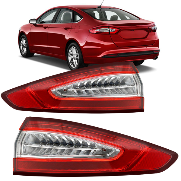 LED Tail Light Fit For 2013 2014 2015 2016 Ford Fusion S SE, Outer Rear Brake lamp,Driver and Passenger Side, Bulbs Not Included(Pair of Tailight Assembly)