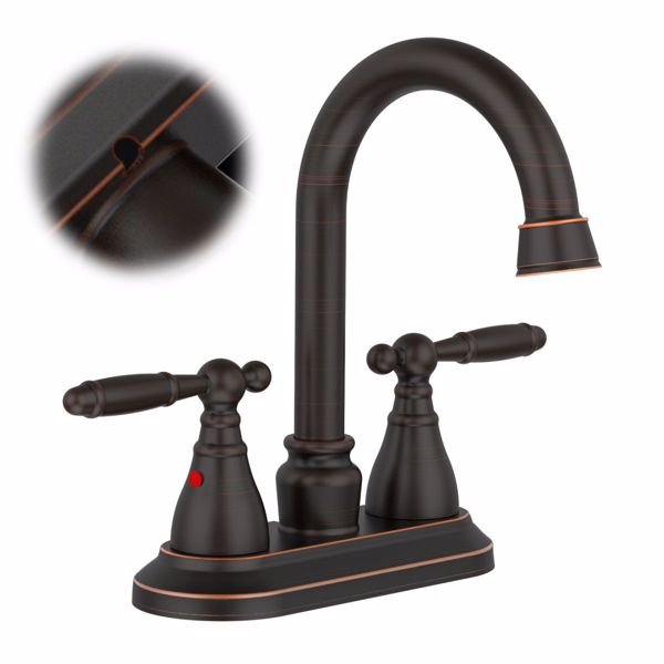 Bathroom Faucet Oil Rubbed Bronze 360 Degree High Arc Swivel Spout 4 Inches Centerset Vanity Faucet Modern 3 Holes Lavatory Faucet NOT INCLUED Drain[Unable to ship on weekends, please note that]