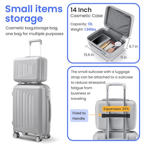 Luggage 4 Piece Sets(14/20/24/28), Hard Shell Lightweight TSA Lock Carry on Expandable Suitcase with Spinner Wheels Travel Set for Men Women