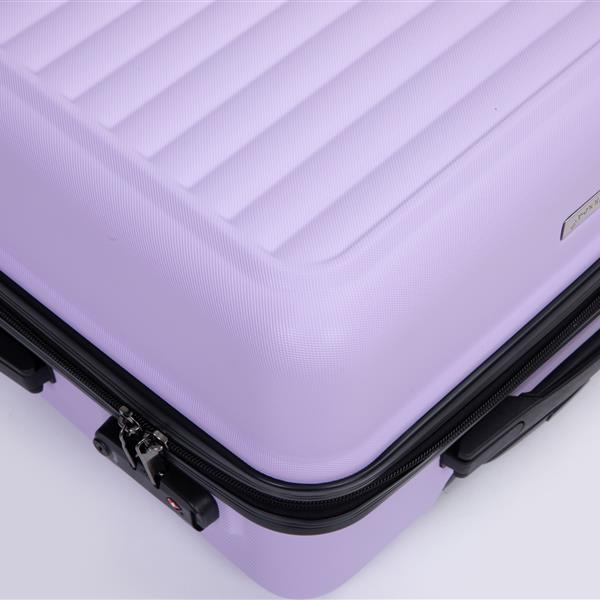 3 Piece Luggage Sets ABS Lightweight Suitcase with Two Hooks, Spinner Wheels, TSA Lock, (20/24/28) Lavender Purple