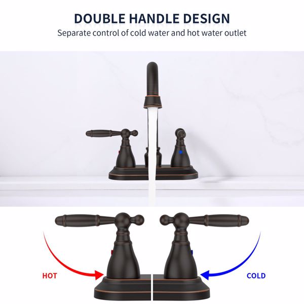 Bathroom Faucet Oil Rubbed Bronze 360 Degree High Arc Swivel Spout 4 Inches Centerset Vanity Faucet Modern 3 Holes Lavatory Faucet NOT INCLUED Drain[Unable to ship on weekends, please note that]