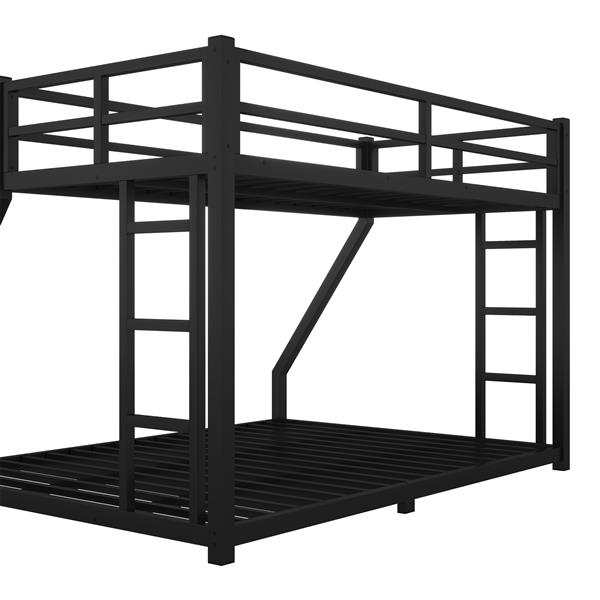 Metal Twin XL over Queen Bunk Bed for Teens and Adults,Space-Saving/Noise Reduced/No Box Spring Needed, Black