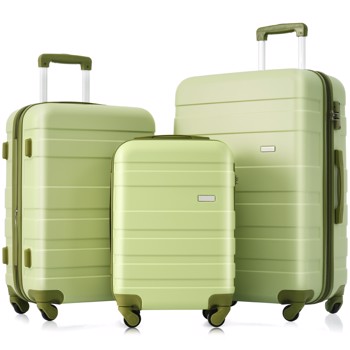 Luggage Sets New Model Expandable ABS Hardshell 3pcs Clearance Luggage Hardside Lightweight Durable Suitcase sets Spinner Wheels Suitcase with TSA Lock 20\\'\\'24\\'\\'28\\'\\'( Light Green)