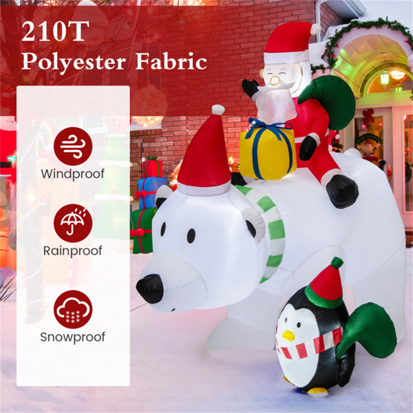 7 Feet Inflatable Santa Claus Riding Bear Inflatable Decoration