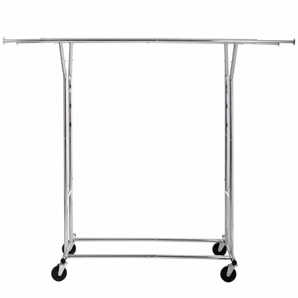 Portable Double-bar Steel Clothes Rack Silver