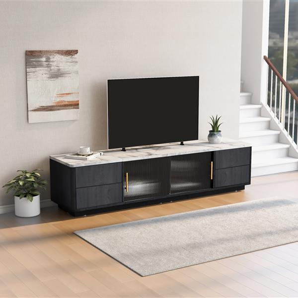 Modern TV Stand for 70'' TV with 4 Drawers, Media Console Table, Entertainment Center with Large Storage Cabinet for Living Room, Bedroom