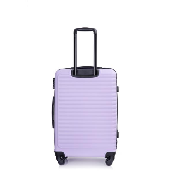 3 Piece Luggage Sets ABS Lightweight Suitcase with Two Hooks, Spinner Wheels, TSA Lock, (20/24/28) Lavender Purple