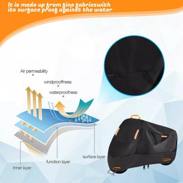 Waterproof Heavy Duty 2XL Motorcycle Cover For Winter Outside Storage Snow Rain