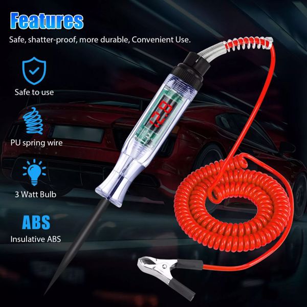 6/12/24V Car Digital Electric Voltage Circuit Tester Truck Automotive Light Test