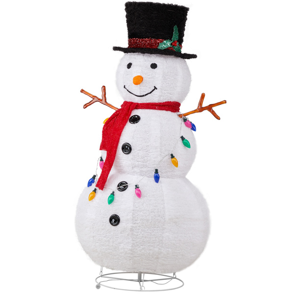 4ft 100LED 20 Lanterns Cashmere Fabric Retractable Snowman Garden Snowman Decoration 