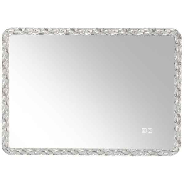 38.5X25 Inches Bathroom Mirror with LED Lights, Smart Mirror with Anti-Fog and Adjustable Brightness Function, Wall Mount Makeup Mirror with Crystal Acrylic Frame 