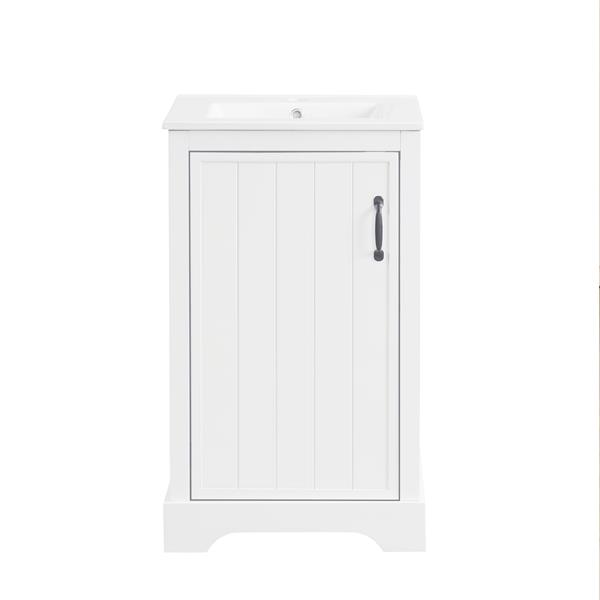 20" Bathroom Vanity with Sink, Bathroom Cabinet with Soft Closing Door, Storage Rack and Adjustable Shelve, White