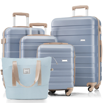 5-Piece Luggage Set with Expandable Travel Bag - Includes 16\\", 20\\", 24\\", 28\\" Suitcases with 360° Spinner Wheels and Adjustable Telescopic Handles, light blue