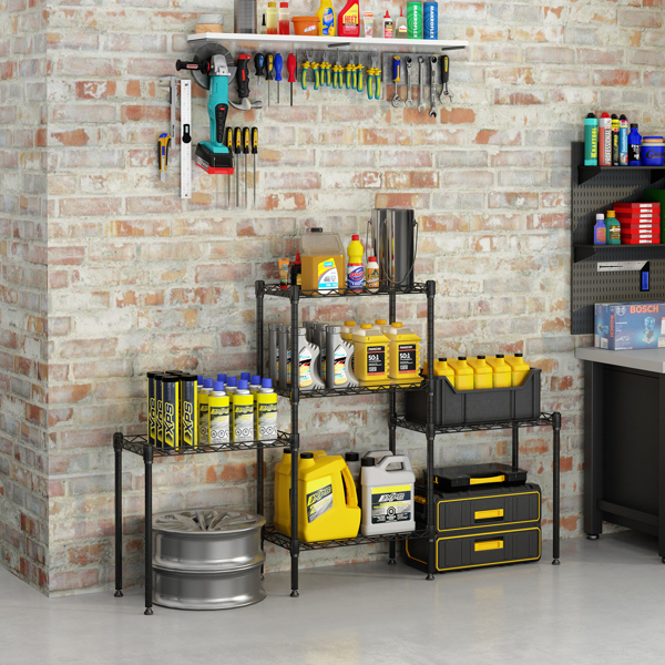 Changeable Assembly Floor Standing Carbon Steel Storage Rack Black