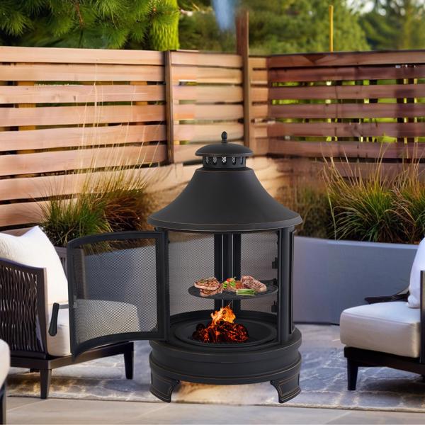 Garden Metal Outdoor heating furnace for backyard 2 in 1 Fire Pit for Outdoor 