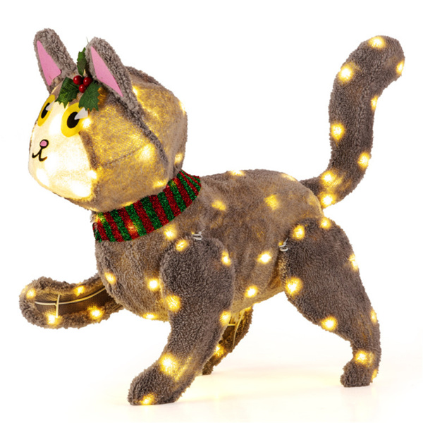 Holiday decoration 3D cute cat with LED lights