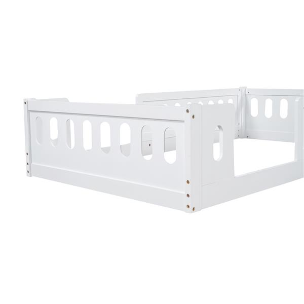 Wood Twin Size Platform Bed with Guardrail, White(Expected Arrival Time: 10.28)