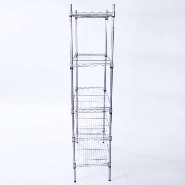 XM-304B Rectangle Carbon Steel Metal Assembly 5-Shelf Storage Rack Silver Gray