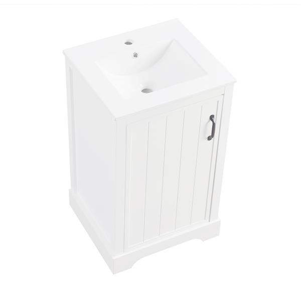 20" Bathroom Vanity with Sink, Bathroom Cabinet with Soft Closing Door, Storage Rack and Adjustable Shelve, White