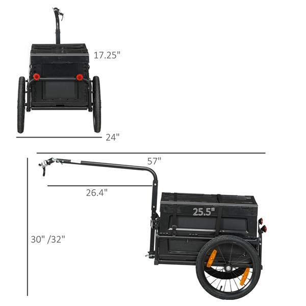 Bike Cargo Trailer, Bicycle Trailer Wagon Cart with Removable Storage Box, Quick Release 16" Wheels and Safe Reflectors, No Bottom