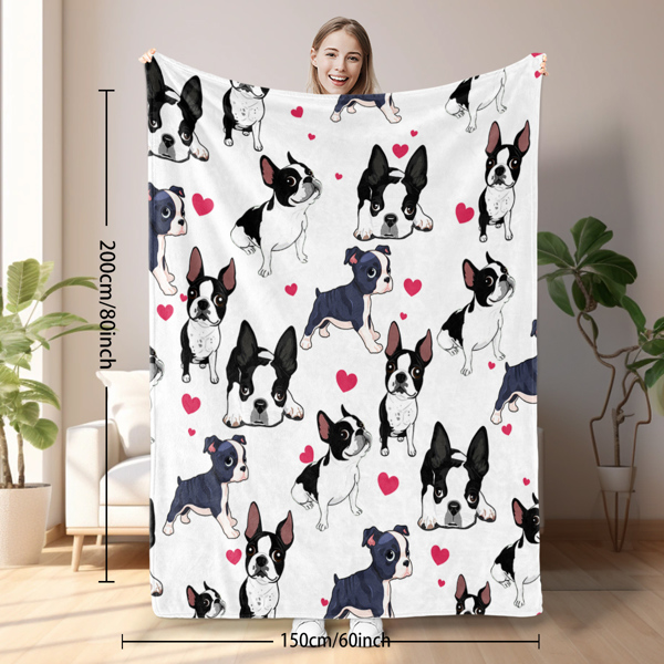 1pc Adorable Fleece Dog Blanket - Soft, Cozy, Lightweight, Warm, Flannel Throw for Couch, Bed, Sofa, Living Room Decor - Perfect for Snuggling Up on Chilly Days 130*150cm