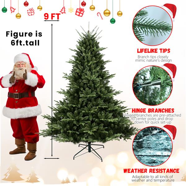 8FT Christmas Tree Simulate Nature Advanced Materials Premium Hinged Spruce Artificial Douglas Firs Tree, Christmas Holiday Party Atmosphere Decoration New Year Celebration PE+PVC Xmas Tree