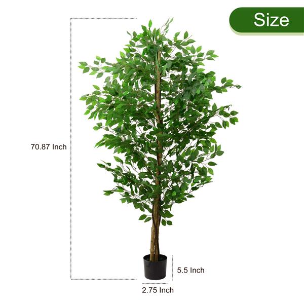 6ft Ficus Tree Artificial, Realistic Texture Potted Faux Ficus Tree, Fake Trees Indoor Outdoor for Home Office Living Room Bedroom Foyer Porch Decor